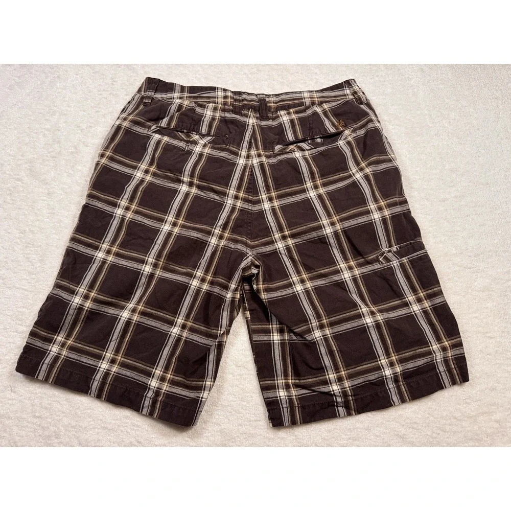 Wonderwall Surf Utility Plaid Cargo Shorts Men's‎ Size 34 Brown White